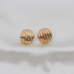 Pirinç Gold Renk İşlemeli Daire Plaka Model Kadın Küpe - Görsel 1