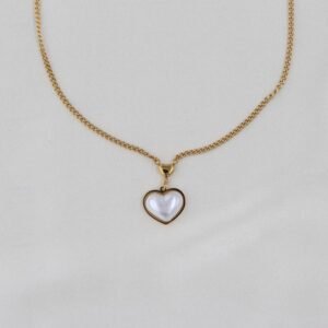 3D İnci Kalp Model 316L Çelik Kolye - Görsel 1