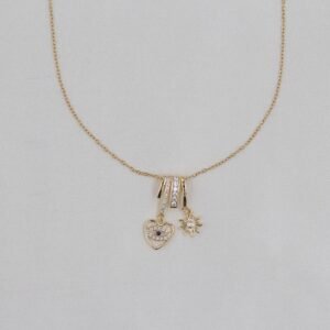 Sallantı Kalp Güneş Model 316L Çelik Kolye - Görsel 1