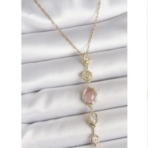 Pembe Zirkon Taşlı Y Kolye - Görsel 1