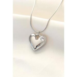 Tek Taşlı Kalp Kolye - Görsel 1