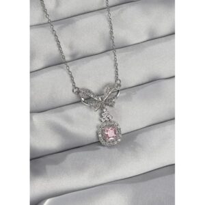 Kristal Kalp Zirkon Taşlı Kurdele Model Kadın Kolye - Görsel 1