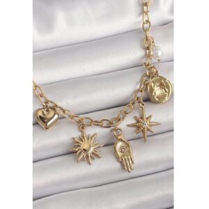 Fatma Ana El Figür Güneş Detay Kadın Kolye - Görsel 1