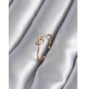 Gold Renk Düğüm Kalp Model Kadın Yüzük - Görsel 1