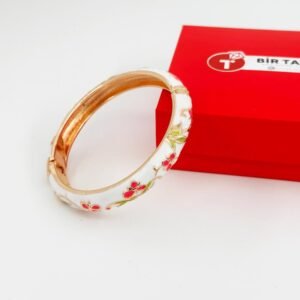 Mineli Pembe Çiçek Detaylı Kelepçe - Görsel 1