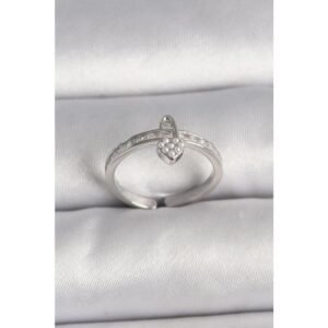 İnci Detaylı Kilit Kalp Model Ayarlanabilir Yüzük - Görsel 1