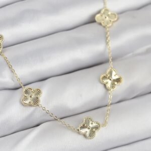 Pirinç VIP Yonca Model Gold Renk Kadın Kolye - Görsel 1