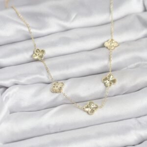 Pirinç VIP Yonca Model Gold Renk Kadın Kolye - Görsel 2